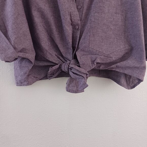Torrid purple button down ties crop top size 1X - Picture 6 of 7